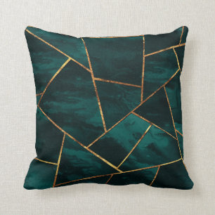 Donker Blauwgroen inktkoper Gold geometrische slam Kussen