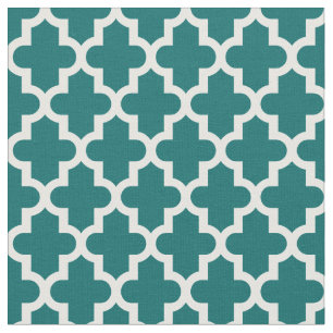 Donker Blauwgroen Marokkaanse print Stof
