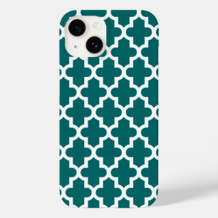Donker Blauwgroen Modern Marokkaans Patroon Case-Mate iPhone 14 Hoesje