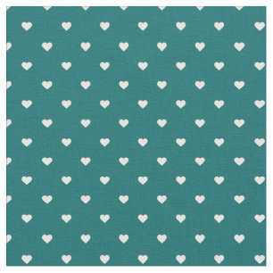 Donker Blauwgroen polka dot harten Stof