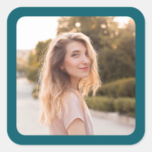 Donker Blauwgroen Rand Foto Vierkante Sticker