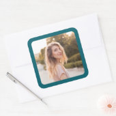 Donker Blauwgroen Rand Foto Vierkante Sticker (Envelop)