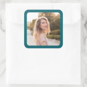 Donker Blauwgroen Rand Foto Vierkante Sticker (Tas)