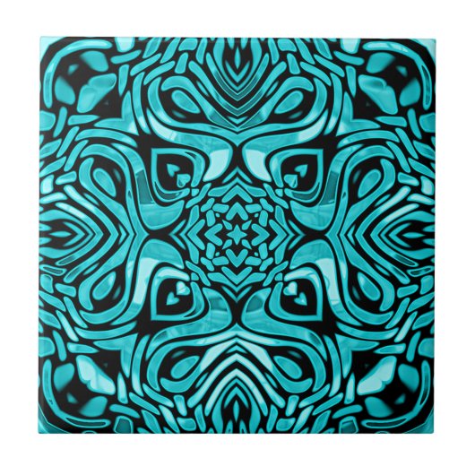 Donker Blauwgroen Turquoise Blauw Groen Etnische S Tegeltje (Voorkant)