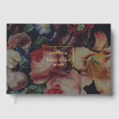 Donker  Bloemen Bruiloft Gastenboek (Voorkant)