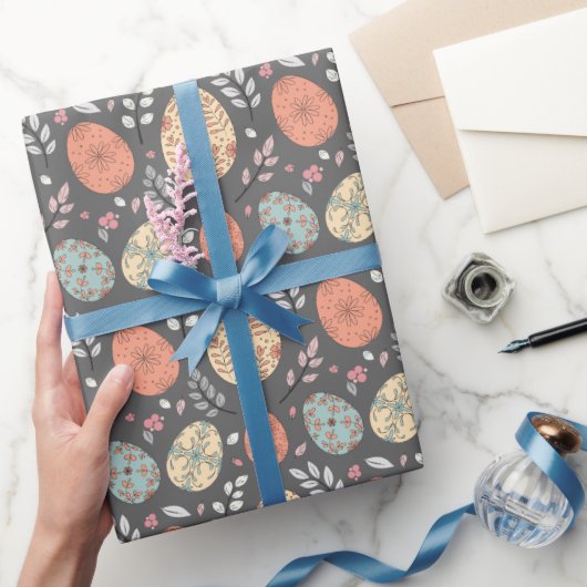 Donker Bloemen Pasen Inpakpapier – Pastelei (Geschenken)