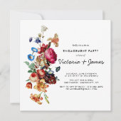 Donker  Bloemen Verlovingsfeest Uitnodiging (Voorkant)