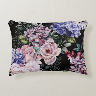 Donker Bloemen Waterverf Naadloos Ontwerp Accent Kussen