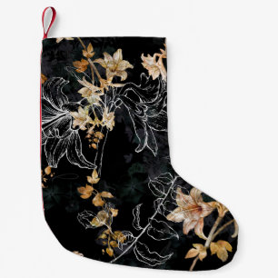 Donker Bloemen: Waterverf naadloos schilderij. Kleine Kerstsok