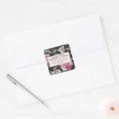 Donker bloemenvierkant adreslabel vierkante sticker (Envelop)