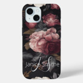 Donker bloemmonogram Case-Mate iPhone case (Achterkant)