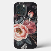 Donker bloemmonogram Case-Mate iPhone case (Achterkant)