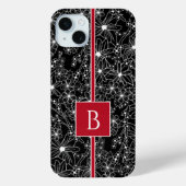 Donker bloemmotief zwart rood schets monogram Case-Mate iPhone case (Achterkant)