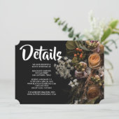 Donker  bloemuitnodiging kaart (Staand voorkant)