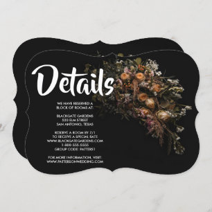 Donker  bloemuitnodiging kaart