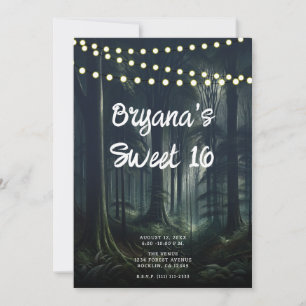 Donker bos bij Twilight Rustic Lights Sweet 16 Kaart