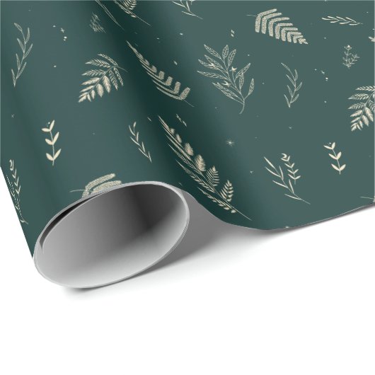 Donker bos | Winter Laurel Pattern Cadeaupapier (Rol Hoek)