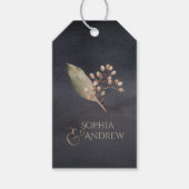 Donker botanisch groen  rustiek koppel cadeau cadeaulabel (Voorkant)