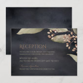 Donker botanisch groen  rustieke receptie kaart (Voorkant / Achterkant)