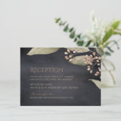 Donker botanisch groen  rustieke receptie kaart (Staand voorkant)