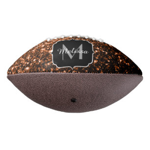 Donker brons faux glitter sparkle Monogram naam American Football