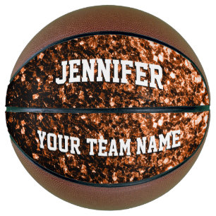 Donker brons glitter sprankelt Jouw naam Team Basketbal