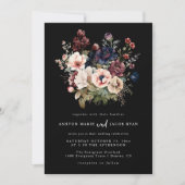 Donker Bruiloft Stationery Bloemen Bruiloft Uitnod Kaart (Voorkant)