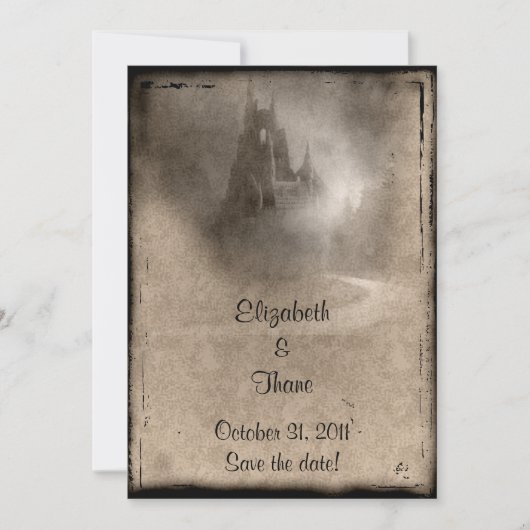 donker Castle Gothic Wedding Save The Date (Voorkant)