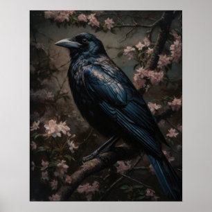 Donker Cottagecore Zwart Crow Art Print Poster
