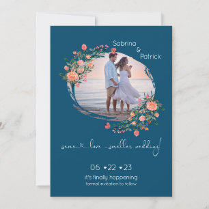 Donker Cyaan Fotolijst Bloemstuk Save The Date