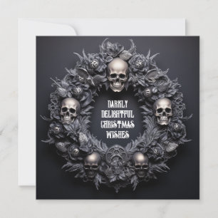 Donker Delightful Goth Schedel Krans Xmash Wensen Feestdagenkaart