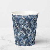 Donker distressed denim patchwork en vlechten papieren bekers (Links)