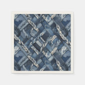 Donker distressed denim patchwork en vlechten servet (Voorkant)