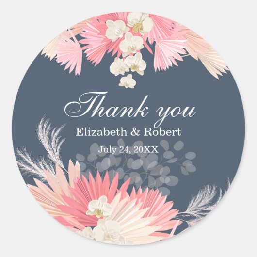 Donker Dusty Blue Orchid Wedding Dank je Sticker (Voorkant)