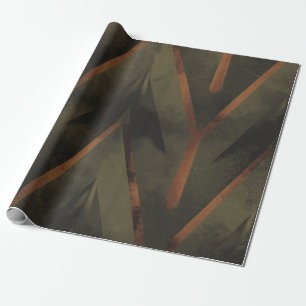 Donker Elegance Sinaasappel en groen patroon Cadeaupapier