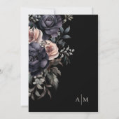 Donker Elegant Bloemen Bruiloft Kaart (Achterkant)