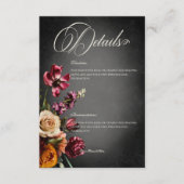 Donker Elegant Blur Herfst Bloemen bruiloft Detail Informatiekaartje (Voorkant)