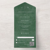 Donker Elegant Emerald Green Minimal Modern QR All In One Uitnodiging (Binnen)