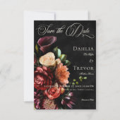 Donker Elegant Herfst Bloemen Bruiloft Save The Date (Voorkant)