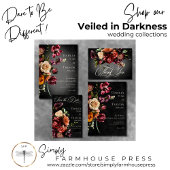 Donker Elegant Herfst Bloemen Trouwdiner All In One Uitnodiging