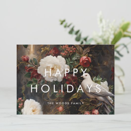Donker Elegant Prettige feestdagen Minimalistisch Feestdagenkaart (Staand voorkant)