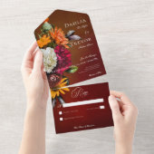 Donker Elegant Zomer Zonsondergang Bloemen Geen Di All In One Uitnodiging (Afscheurbaar)