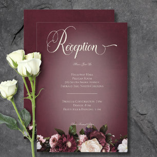 Donker Elegante Bourgogne Cream Blur Bloemen Recep Informatiekaartje