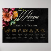 Donker Elegante Herfst Bloemen Wedding Orde van Ev Poster (Voorkant)