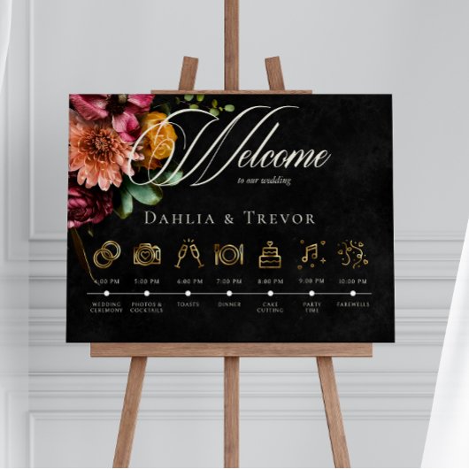 Donker Elegante Herfst Bloemen Wedding Orde van Ev Poster
