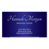 Donker en Deep Blue Ombre Elegant Script Magnetisch Visitekaartje (Voorkant)