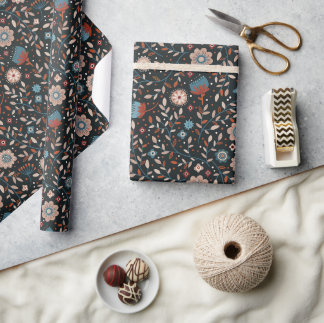 Donker en Gezellig Bos Bloemen Botanisch Cadeaupapier