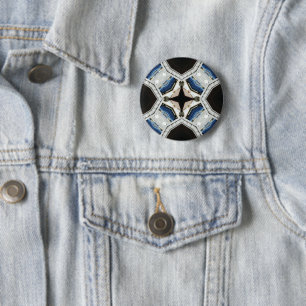 Donker en Lichtblauw Wit Design Ronde Button 5,7 Cm