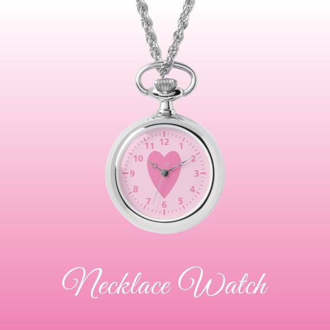 Donker en lichtroze liefdeshart Ketting Watch (Creator heeft geüpload)
