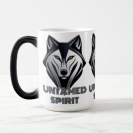 Donker en minimalistisch wolfontwerp met strakke l magische mok